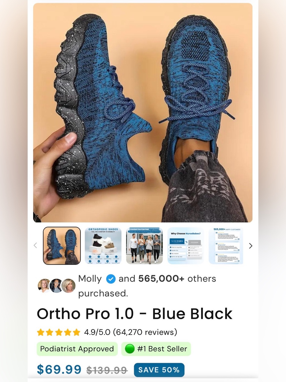 Women's Blue and Black Knit Sneakers